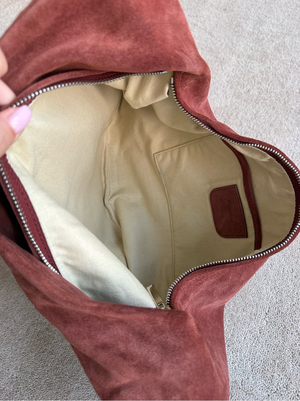 Flattered Suede Shoulder Bag in Rust Brown - Picture 5 of 6